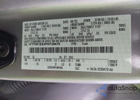 2023 Ford F-150 Xl из США, поврежденный, VIN 1FTFW1E83PKF29678